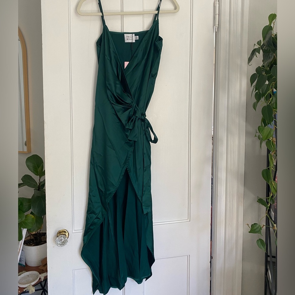 Hello Molly Teal Satin High Low Dress